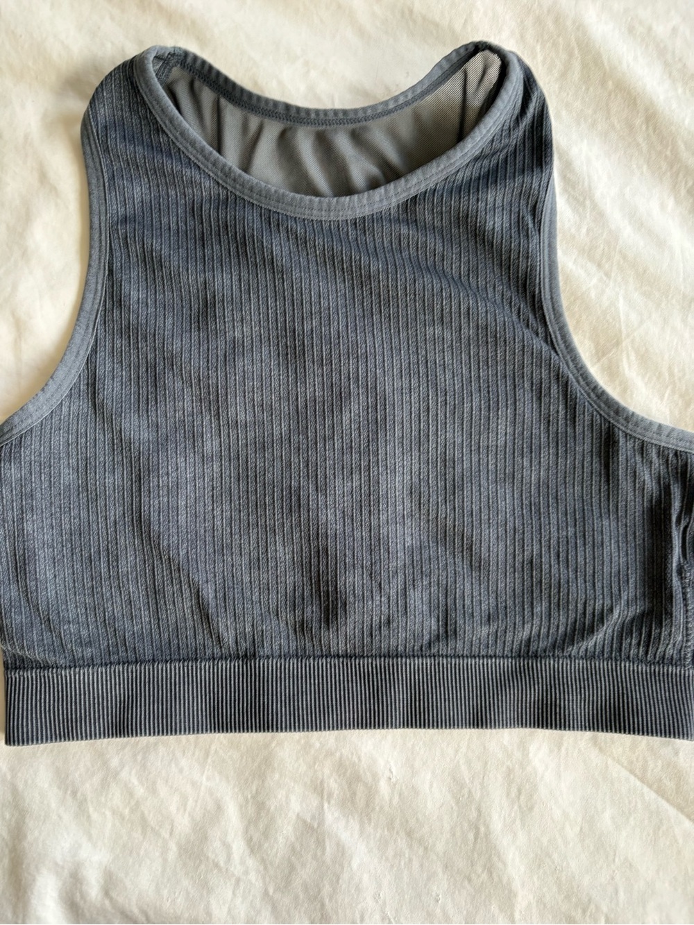 Max Studio Ribbed High-Neck Sports Bralette - Gray